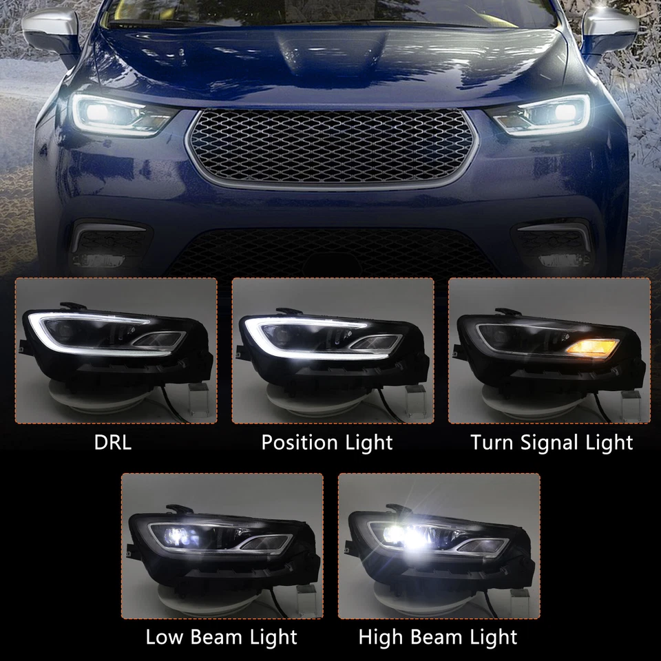 Pair For Chrysler Pacifica 2021-2026 LED Projector Headlight Assembly W/ BULBS Foto 3 de 4