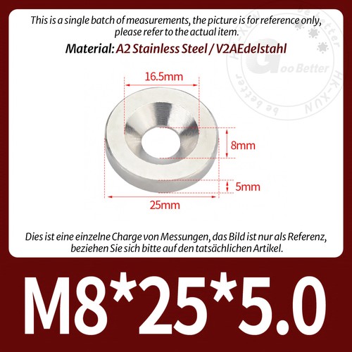 Rosetten Vollmetall für Senkkopfschrauben M3 M4 M5 M6 M8 M10 EDELSTAHL V2A - Bild 46 von 47
