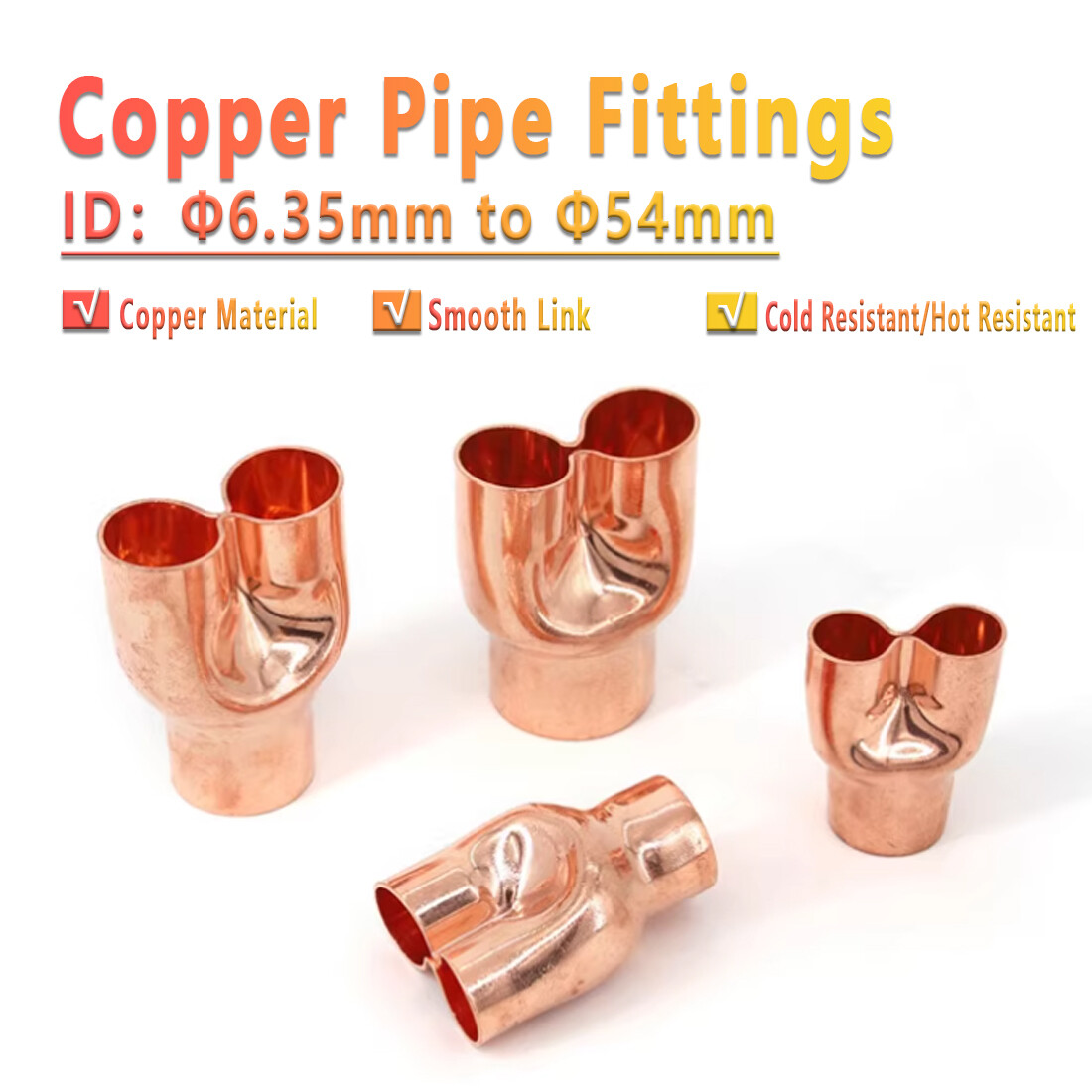 Tee Y Type Copper Fitting Welding Joint Split Union Intersection 6.35mm~54mm