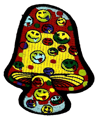 Mushroom Happy Faces Grateful Dead Music Embroidered Iron on Patch Applique