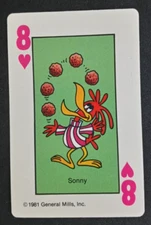 1981 General Mills Cereal Card Game Hearts Sonny 8 Hearts