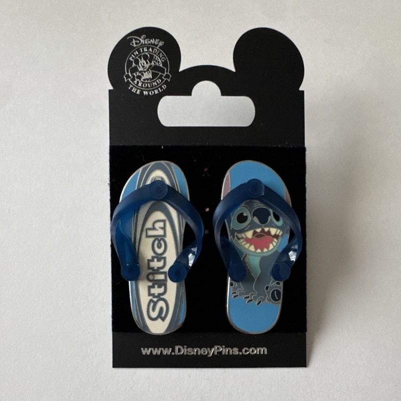 Disney Parks Lilo & Stitch Stitch Flip Flop Sandals Pin Set on Card