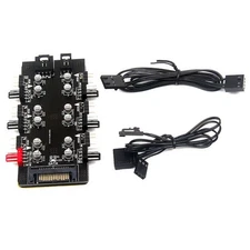 1 To 6 Way Cooling Fan Hub Splitter SATA 12V 4Pin PWM Adapter Speed Controller