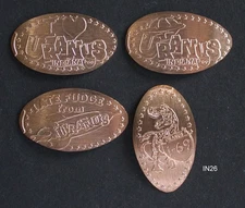 IN26 - Uranus Fudge Anderson Indiana 4 elongated pennies COPPER