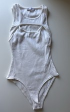 Zara White Layered Ribbed Tank Top Bodysuit Preowned