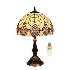 Tiffany Style End Side Table Lamps, Modern Bedside Nightstand Stained Glass w...