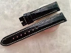 18mm/16mm Black Alligator Crocodile Print Leather Watch Strap Band