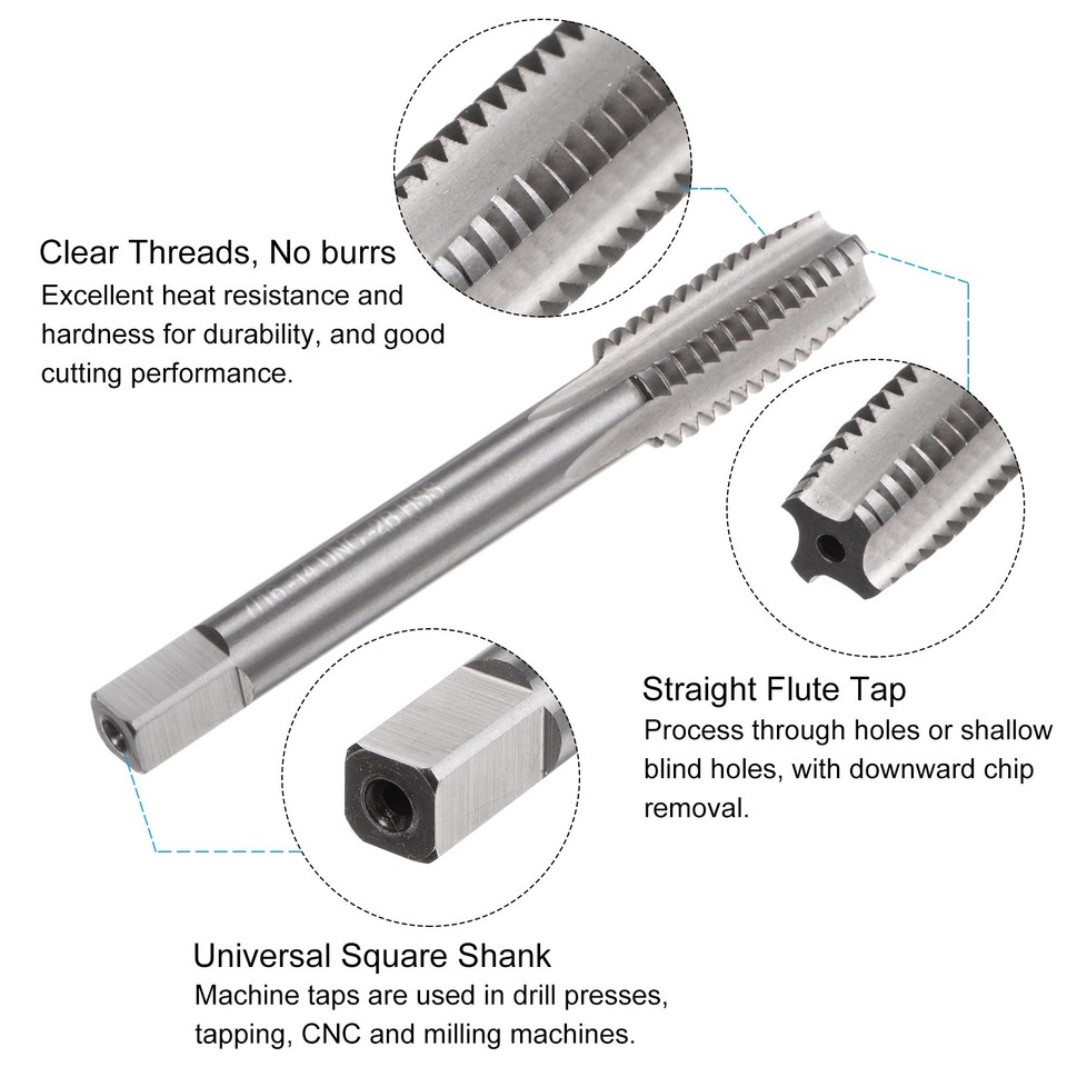 Tap and Drill Bit Set 7/16-14 UNC Thread Tap & 3/8" Black Oxide Twist ...