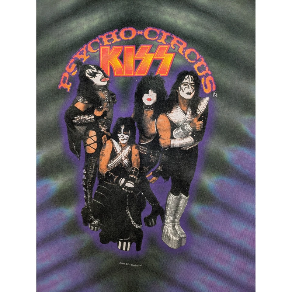 Camiseta vintage 1998 KISS Psycho Circus Tie Dye XXL AOP doble cara Rock Roll Foto 3 de 4