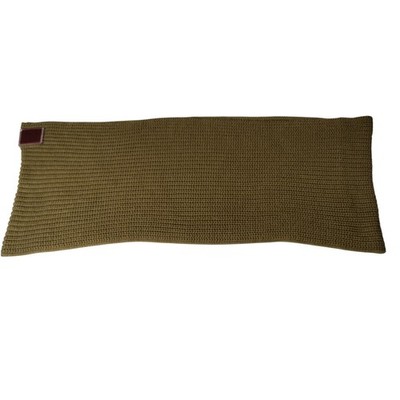 Love Your Melon Olive Green Chunky Ribbed Knit Infinity Scarf Leather Logo Patch