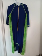 UNBRANDE GIRLS ONE PIECE SWIMWEAR ZIPPER LONG SLEEVES SIZE 12