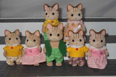 Sylvanian Families gestreifte Katzenfamilie Konvolut 7 Figuren