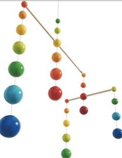 Goki Rainbow Multicolor Wooden Hanging Nursery Mobile with Balls for Crib Decor