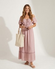 Illa Illa Women's Sleeveless Maxi Dress On Off Shoulder Ruffle Lace