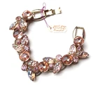 Vtg. Rhinestone Pink Iridescent Glass Costume Jewelry Bracelet - NO RESERVE!