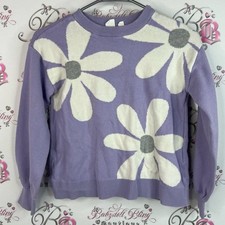 Pull Gap fleurs marguerite 🌼 motif blanc gris violet floral femme sweater
