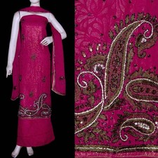 VIOLTRED GRGT INDIAN PATIALA SALWAR KAMEEZ LADIES SUIT MATERIAL w KUNDAN WRK SNJ