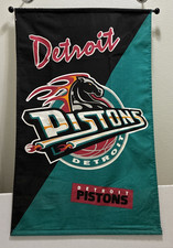 Detroit Pistons Alternate Logo Banner Vintage Cushion Craft 28 X 46 Nba Flag