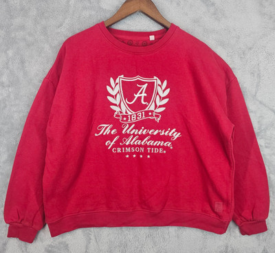 Alabama Crimson Tide Sweatshirt Embroidered Pullover Red Pressbox Medium RARE