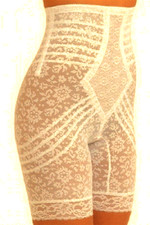 RAGO "LACETTE" VTG WHITE HIGH WAIST LONG LEG 4 GARTERS LACY PANTY GIRDLE 36 EVC