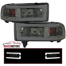 Fits 1994-2001 Dodge Ram 1500 2500 3500 Smoke Led Tube Headlights Leftright
