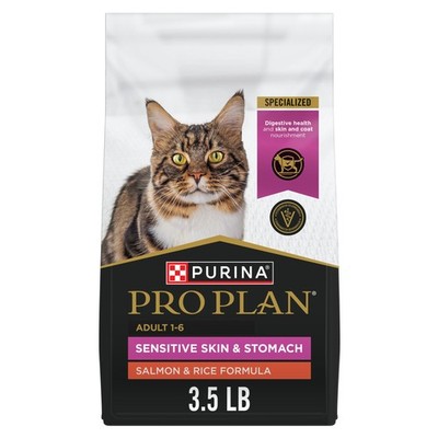 Purina Pro Plan Adult Cat Food Sensitive Skin Stomach Salmon Rice 3.5lb