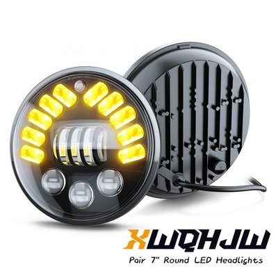 Pair DOT 7''inch Round LED Headlights Hi/Lo Beam DRL For Suzuki Samurai 1986-1994