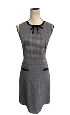 Talbots Sleeveless Houndstooth Black & White Sheath Dress Womens Size 8