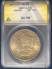 1887-S/S $1 Morgan Silver Dollar ANACS AU 58 VAM-2A Top 100