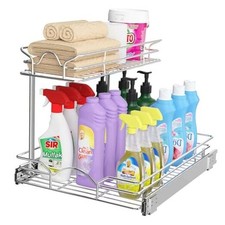 Under Sink Cabinet Organizer Two Tier Pull Out Shelf 14.75W x 14.75"W x 21"D