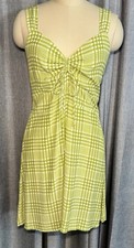 FAITHFULL THE BRAND NWT Imogen Mini Dress Check Lime Green Size 8