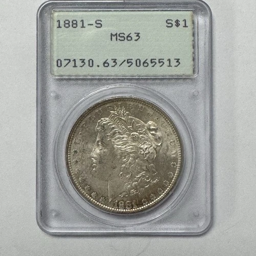 1881-S Morgan Silver Dollar $1 PCGS MS63 OGH San Francisco