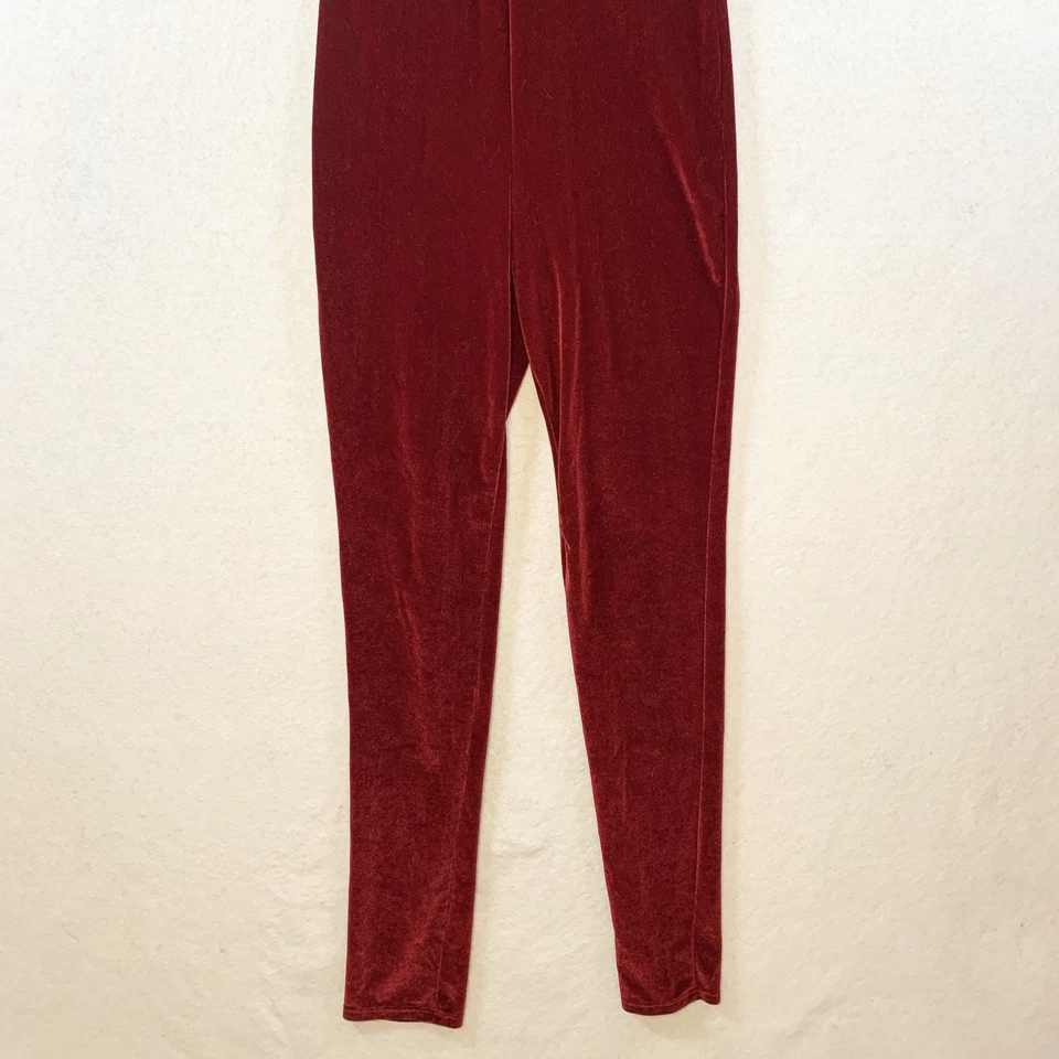 Vintage Womens Velvet Plunge Jumpsuit Sz XS Red Y2K Glam Cocktail Club USA Made - Image 4 of 4