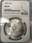 NGC MS63 1879-S MORGAN SILVER DOLLAR $1  Us