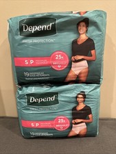 Depend Women  s Fresh Protection Underwear Size SMALL 19ct x 2 Packs 38ct Total 