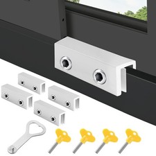 4 Sets Sliding Window Locks for Up and Down Windows with Key, Child Window Se...