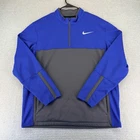 Nike Golf Therma Fit 1/4 Zip Pullover Mens XL Blue Gray Fleece Pouch Pocket