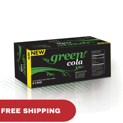 Green Cola Zero Sugar Soda, 12 fl oz Cans, 8 Pack   Natural Sweeteners Cola Drin