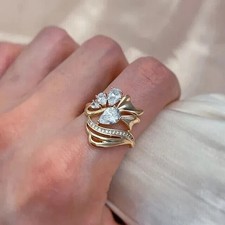 2.20 Ct Pear Cut Moissanite Women's Wedding Ring 14K Rose Gold Finish