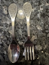 Vintage 1980s Tommee Tippee Disney Winnie The Pooh Bear Spoon  Fork Set JAPAN
