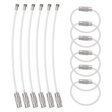 12pcs Keychain Loop, 3.15 Inch Stainless Steel Wire Keychain Cable, White