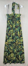 Tahari Arthur Levine Jungle Bandini Halter Tropical Beach Maxi Dress Size 12