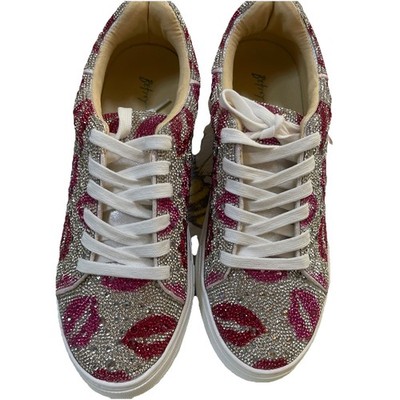 Betsey Johnson Sidny Rhinestone Glitter Sneakers Size 9 RUNS SMALL order Up