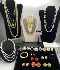 Vintage Jewelry Lot All Signed Germany/W Germany Rhinestone Scarf Clips Earrings