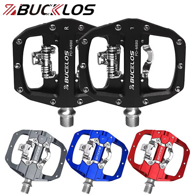 BUCKLOS Mountain Bike Flat Lock Pedal Bicycle Pedals SPD Dual Purpose  9/16