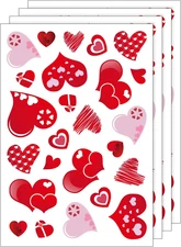 4 Sheet 100 Stickers Hearts-Shape Valentine'S Day Stickers for Valentine'S Decor