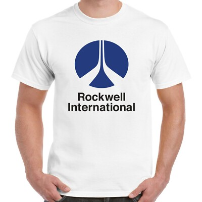 Rockwell International Logo T-Shirt - Defunct Aerospace Company - White T-Shirt