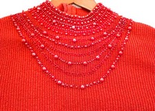 23rd St Rusty Orange w Metallic Thread & Beads LS Pullover Top/Sweater Size L