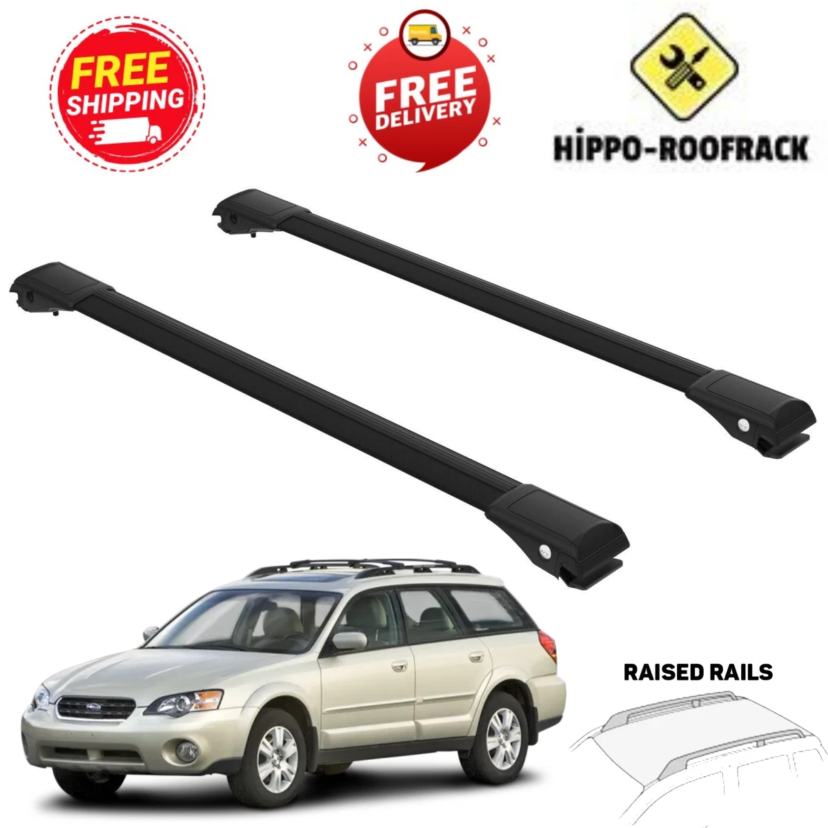 For Subaru Outback 2005 2007 Roof Racks Cross Bars Set Black 2Pcs