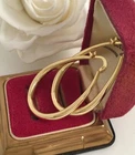 Vintage Jewellery Large Gold Hoop Earrings Ear Rings Antique Deco Dress Jewelry